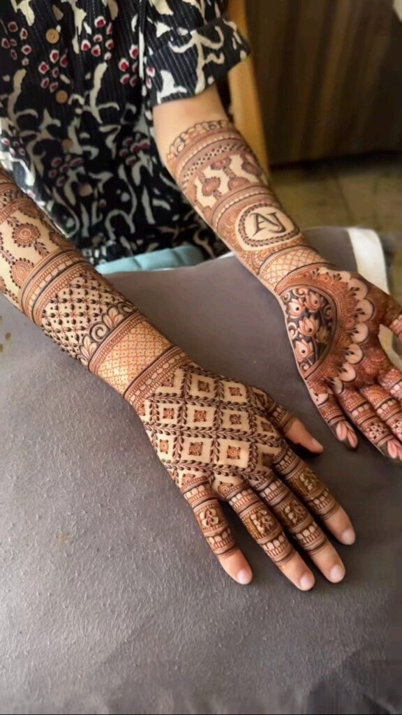 back full hand bridal mehndi designs with mandala art