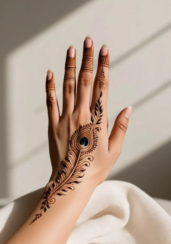 Simple Mehndi Designs for Kids Back Hand with Finger Mehndi Art
