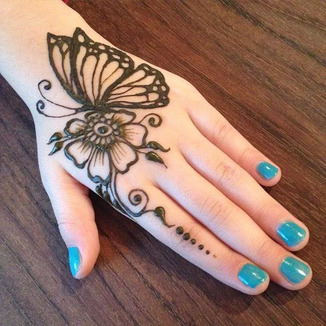 Simple Mehndi Designs for Kids Back Hand