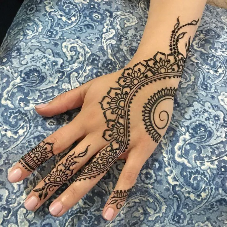 Easy Simple Mehndi Designs for Kids Step by Step with Leafy Motifs