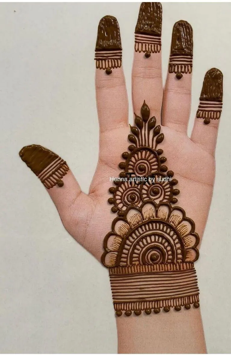 Simple Mehndi Designs for Kids Front Hand with Mandala Art