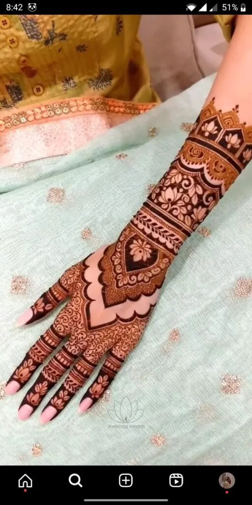 back full hand bridal mehndi designs with traditional touch