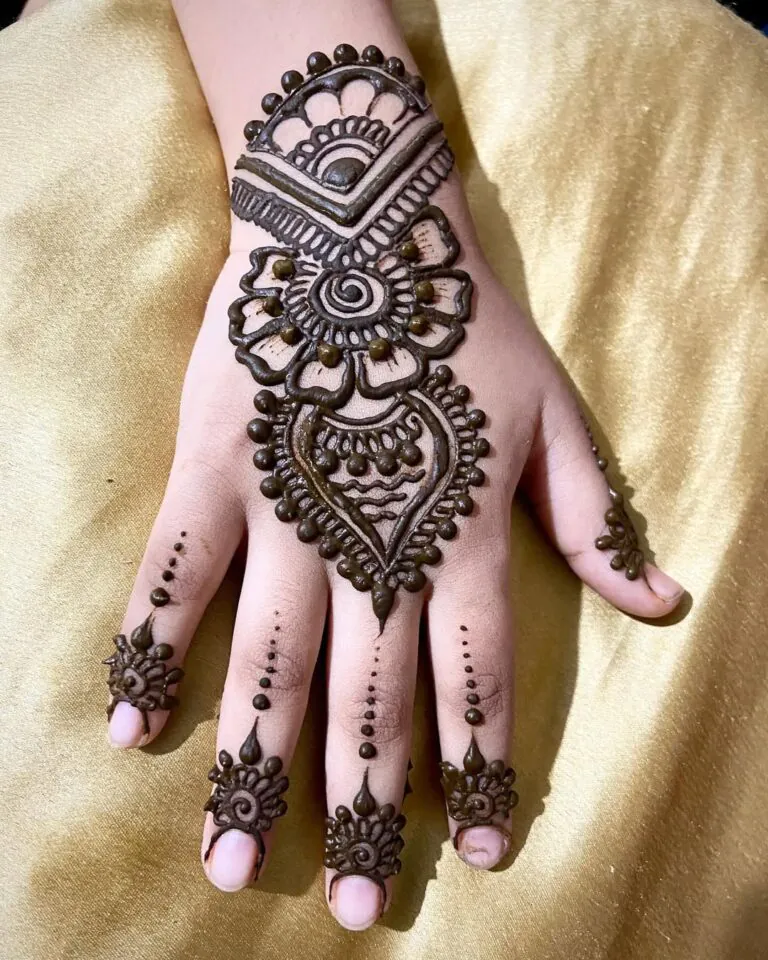 Mehndi Designs for Kids with Charming Henna Flowers