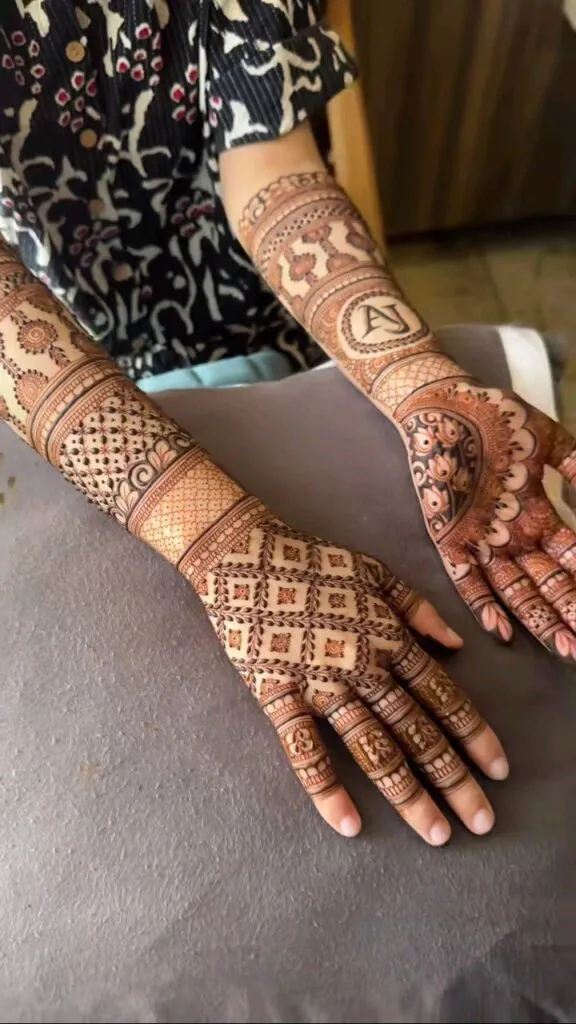 back full hand bridal mehndi designs with mandala art