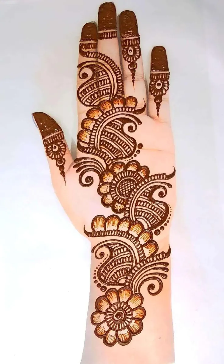 Simple Mehndi Designs for Kids Full Hand with Arabic Elements