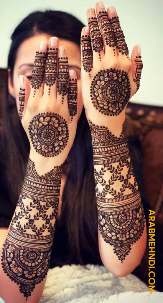 back full hand bridal mehndi designs with modern look