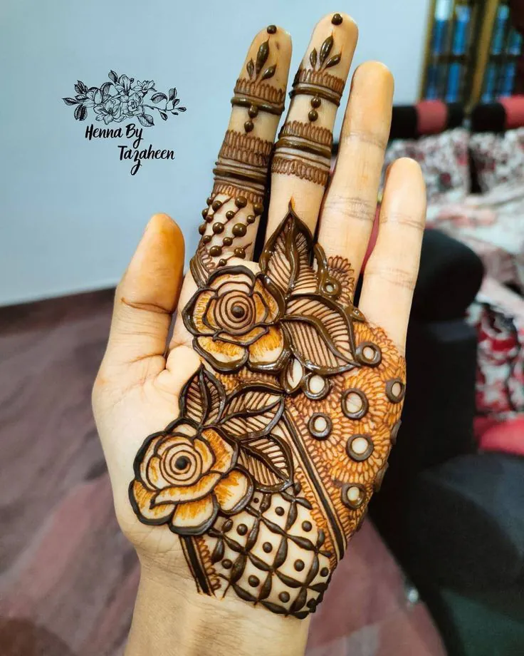 rose mehndi designs front hand