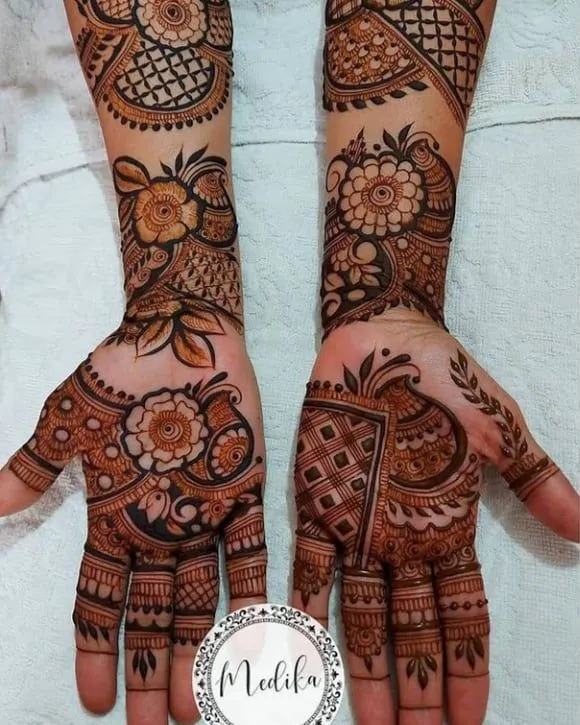 rose mehndi designs front hands