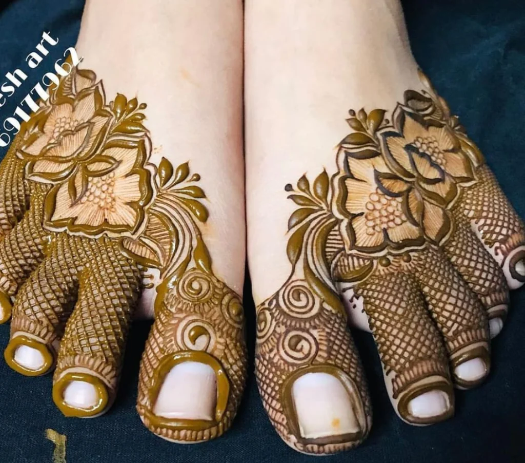 feet mehndi rose designs