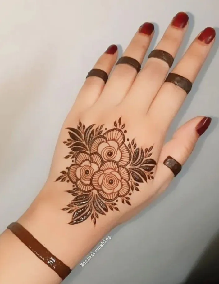 rose mehndi design for back hand