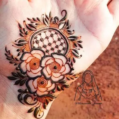 front hand rose mehndi designs