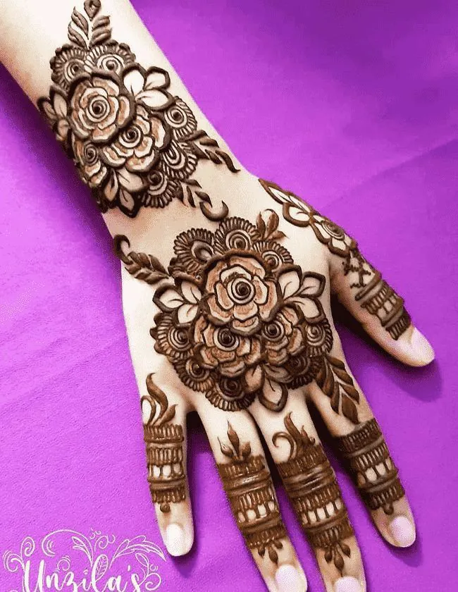 rose mehndi design for back hands