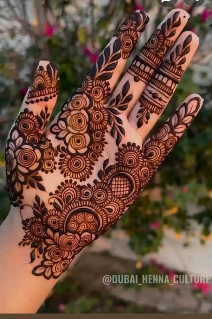 Simple Mehndi Designs for Kids Front Hand with Arabic Elements