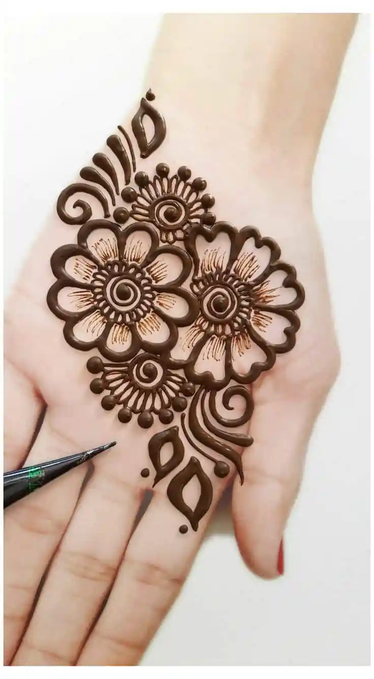 Simple Mehndi Designs for Kids Full Hand with Fun Shapes